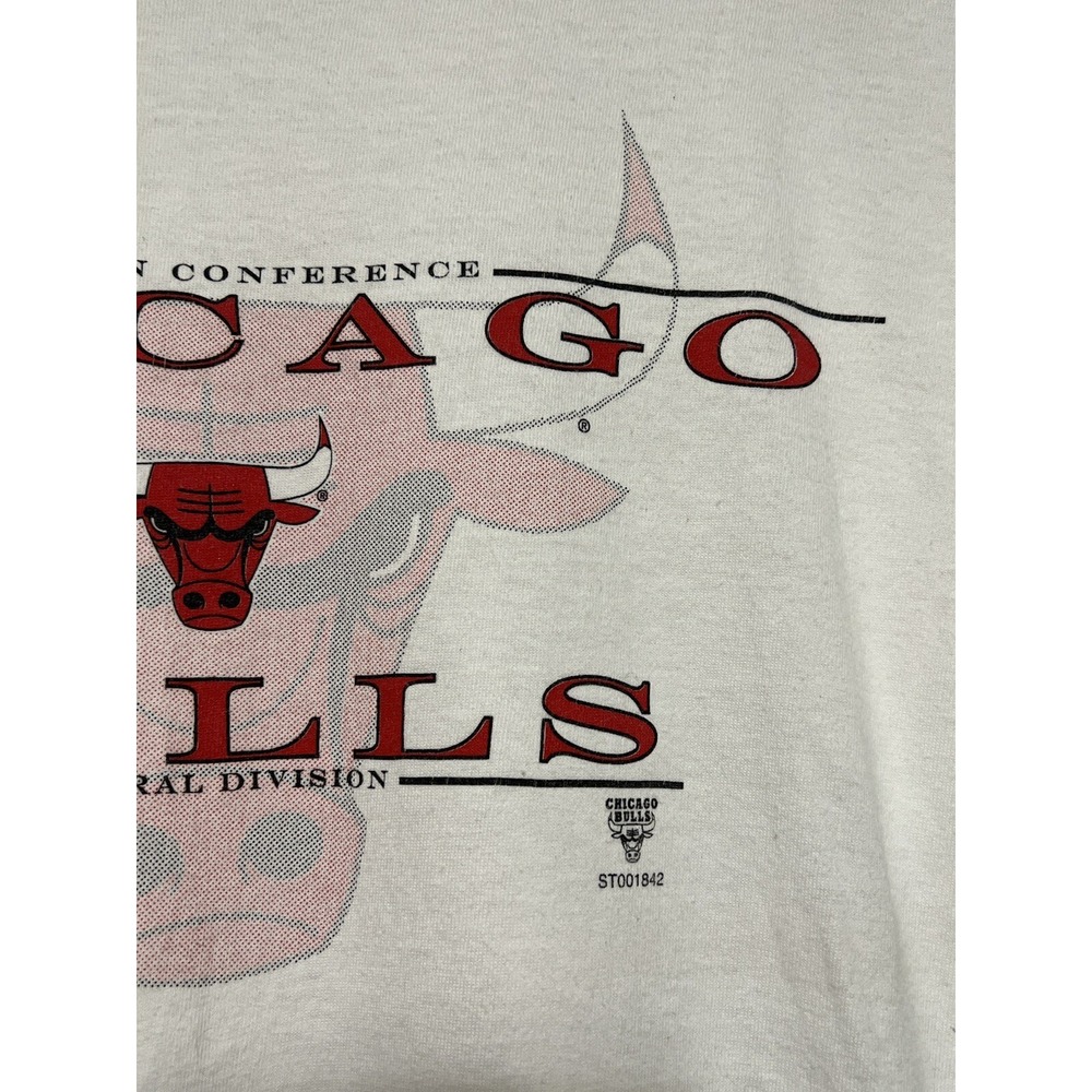 Vintage 90s Starter Chicago Bulls T Shirt XL NBA Jordan Era USA Made White - Picture 3 of 8